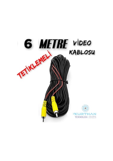 6 Metre Araç Kamerası Video Kablosu Tetiklemeli Rca Soket