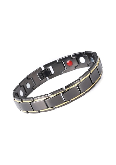 Padalink Erkek Çiftler İçin Ayırılabilir Manyetik Terapi Bileklik, Yorgunluğu Alleviate Edici Sağlıklı Aksesuar, Siyah Altın, Ayarlanabilir Gold