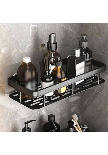 Skycity Matkap Gerektirmeyen Siyah Uzay Alüminyum Duvarlı Raflar: Banyo-mutfak- Balkon Depolama, Paslanmaz, Su Tükenir, Çok Amaçlı Organizer Siyah