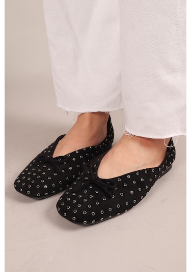 Botrop Fiyonklu Süet Babet Siyah-8298 Siyah