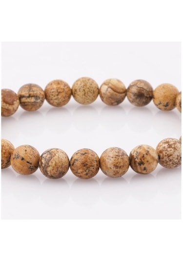 Tesbih Sakarya Jasper Taşı Doğaltaş Unisex Bileklik Kahverengi