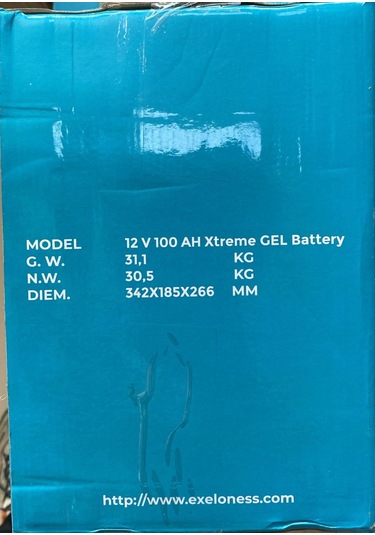 Exelon 12 Volt 100 Amper Jel Akü 330 173 222 Mm 30 Kg