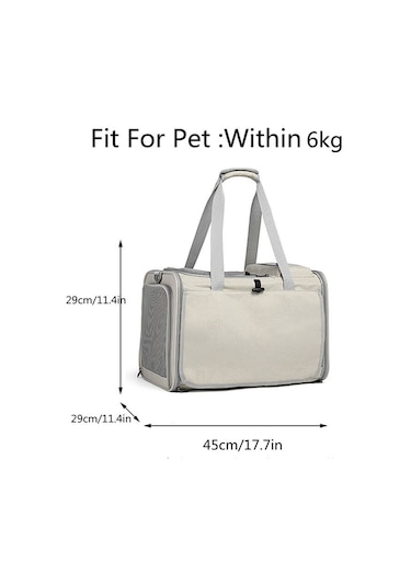 Hqgoodstore Yeni Evcil Hayvan Dışarı Taşınabilir Nefes Alabilen Katlanabilir Taşınabilir Büyük Kapasiteli İki Küçük Kedi Dış Çanta Bej