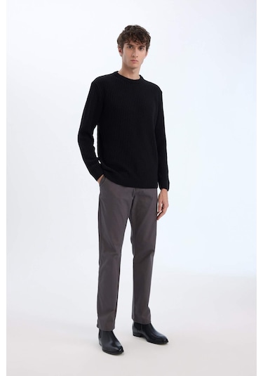 DeFacto Standart Fit Bisiklet Yaka Dokulu Triko Kazak E0811AXNSBK27