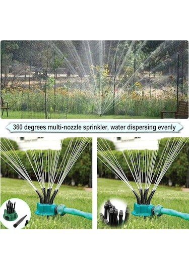 Teltree Plastik Pvc Otomatik Çok Fıçı Sulama Sprinklerı - 360 Derece Yayılma, Basınç Artırma, Su Tasarrufu, Çim Ve Bitki Sulama, Araba Temizleme