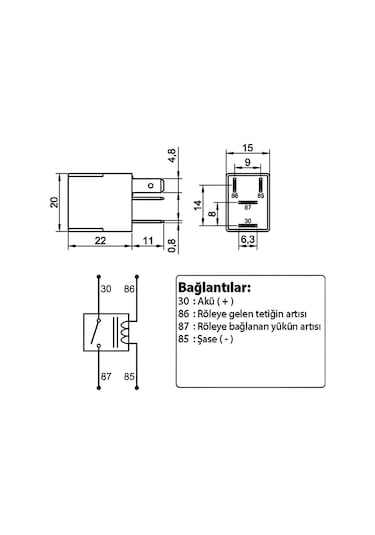 Mikro Röle 12v 40a 4p 4 Fişli Dirençli Çift Platin