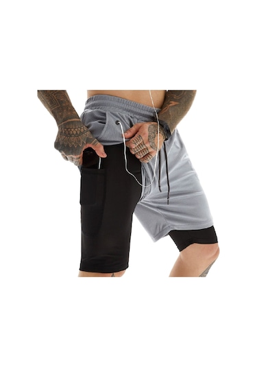 Mooly Unisex Koşu Ve Antrenman Sporcu Şortu 2 In 1 Siyah