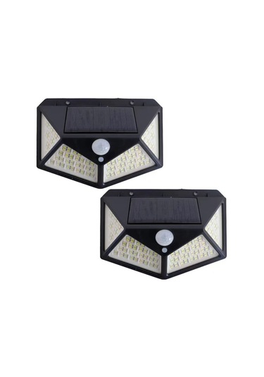 Yaozixa 100 Led Güneş Enerjili Dış Mekan Duvar Lambası, 3 Fonksiyonlu, 120 Derece Pır Sensörlü, 5-6m Algılama Mesafesi, 2'li Paket Diğer