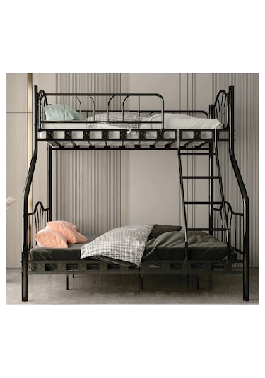 Missidea İmaj 3 Kişilik Ebeveyn 3'lü Metal Ranza Siyah 90x190 Cm 90 x 190