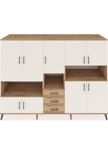 Kronos Dolap 13 Raflı 3 Çekmeceli 9 Kapaklı 220x59x163 Çam-aytaşı Çam-aytaşı/çam