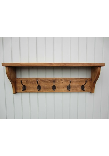 Halevia Ahşap Rustik Duvar Askılık. Meşe