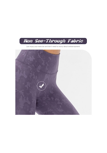 Kosona Kadınlar İçin Yoga Taytları - Kamuflaj Desenli - Rahatsız Edici Çizgisi Yok - Nefes Alır Hızlı Kuruyan - Yüksek Bel Kalça Geliştirici - Spor Jogging İçin Dar Paça Pantolon - Mor 8/l Avrupa Bedeni Mor