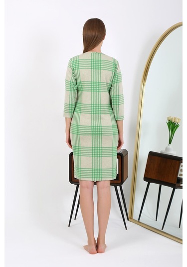 Akebeniz Pamuk Ev Elbisesi Tunik Gecelik Yeşil 13131 Yeşil