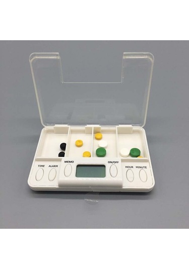 Sones Tf200 4 Hücreli Akıllı Zamanlı Hatırlatıcı Taşınabilir Plastik Hap Kutusu Hap Saklama Kutusu Beyaz