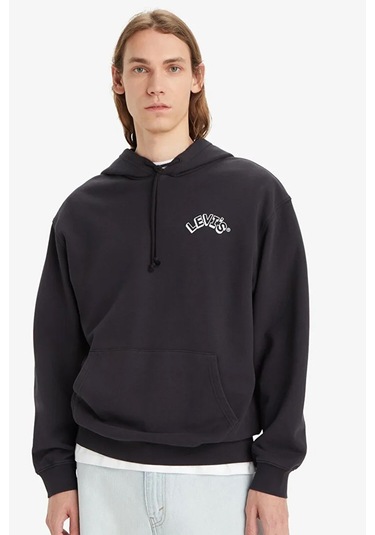 Erkek Kapüşonlu Relaxed Sweatshirt - A2639-0034 Siyah