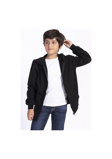 Toontoy Kız Ve Erkek Çocuk Kanguru Cepli Hırka Siyah