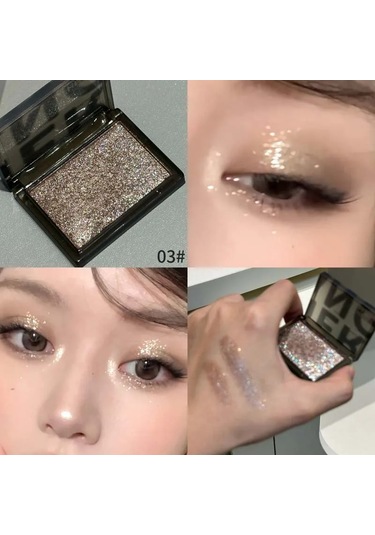 Köpüklü Glitter Mavi Göz Farı Paleti Fosforlu Siyah Gümüş Punk Dumanlı Göz Farı 03 3.2g 01