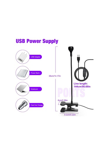 Xurunkeji Taşınabilir Ev Tırnak Lambası Led Tırnak Kurutucusu Tırnak Kürleme Lambası Siyah Kaz Boynu Ve Jel Tırnaklar İçin Uygun Klipsli