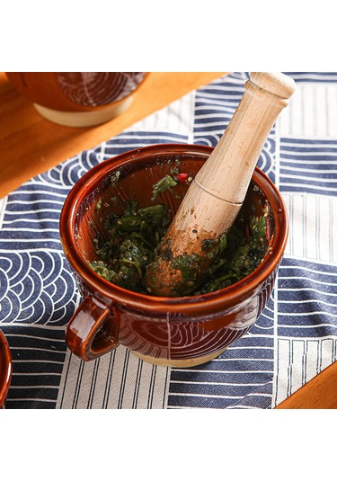 Homyl Harç Ve Havan Seti Fındık Baharat Için Büyük Kahverengi