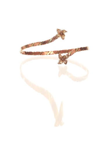 Kadın Dolama Model Burgulu Çiçek Figürlü Ayarlanabilir Açık Band El Yapımı Bakır Üst Kol Aksesuarı Bakır