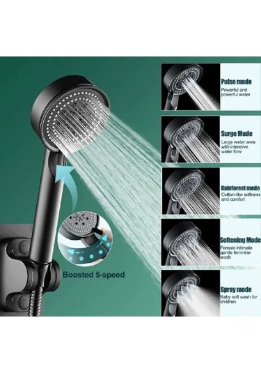 5 Kademeli Duş Başlığı Siyah Diğer