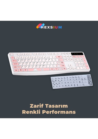 Kablosuz Klavye Mouse Seti Kedi Temalı Sessiz Pembe Beyaz Retro Tablet Laptop Pc Uyumlu Optik