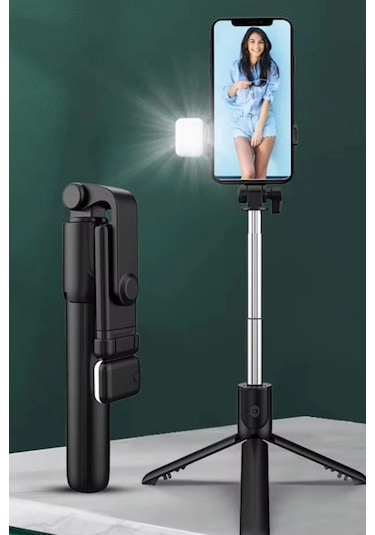 Buffer Kendiliğinden Led Işıklı Kumandalı Uzayabilen Selfie Çubuğu,masa Üstü Tripod