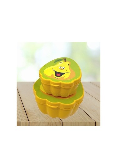 Buffer 2'li İç İçe Geçebilen Armut Model Saklama Ve Beslenme Kabı Seti 550 Ml + 250 Ml Çok Renkli