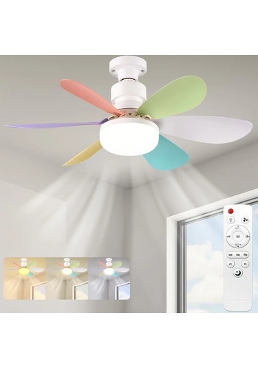 Xuweiwei Fıbrave 41 91 Cm 30w 3 Hızlı 3 Renkli Uzaktan Kumandalı Tavan Fanı Işığı Beyaz