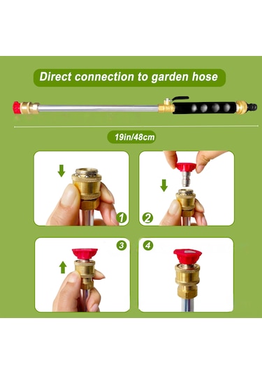 Suofeng Yüksek Basınçlı Bahçe Hortumu Püskürtme Ucu - 2 Nozullu, Kaymaz Tutma Yeri, Hızlı Bağlantı Siyah