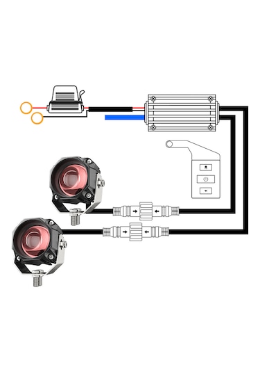 Motosiklet Çakarlı Bluetooth Kumandalı Led 5 Modlu Sis Farı Kiti