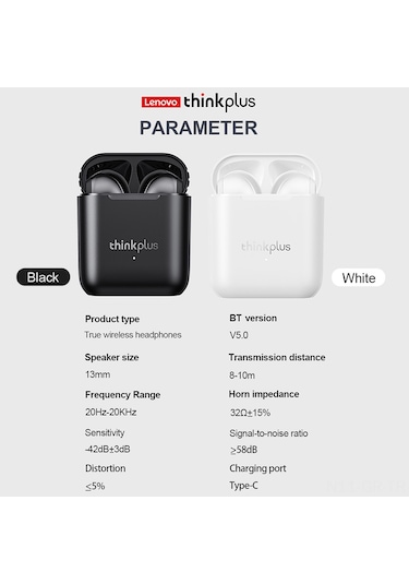 Singree Lenovo Thinkplus Lp2 Kablosuz Kulaklık - Bt5.0, 13mm Ses Ünitesi, Enc Gürültü Azaltma, Hızlı Şarj, Spor Ve Günlük Kullanım