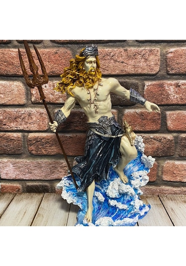 Deniz Ve Deprem Tanrısı Poseidon Mızraklı Heykel Biblo