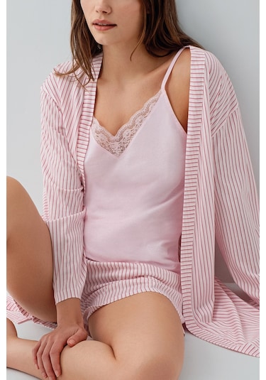 Pierre Cardin Kadın Pembe 3lü Sabahlık Takım Pembe