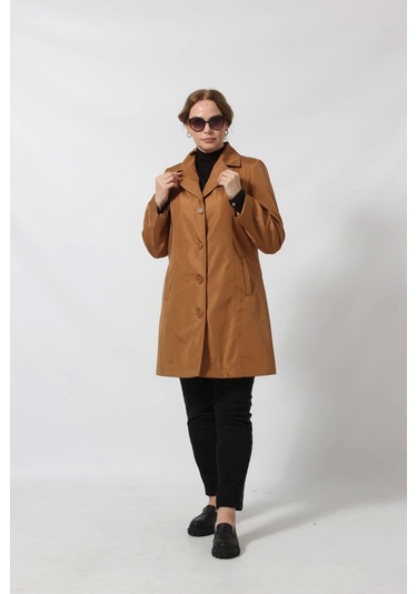 1670 Düğmeli Cep Detaylı Bondit Ceket Hardal