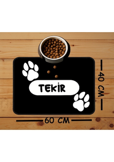 Evcil Hayvan İsimli Kedi Köpek Mama Paspası Ve Beslenme Altlığı Mama Önü Tuvalet Önü Paspas 40x60cm Çok Renkli