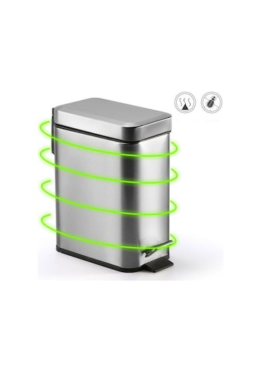 Sones Ev Paslanmaz Çelik Ayak Pedalı Küçük Dikdörtgen Çöp Kutusu Gümüş