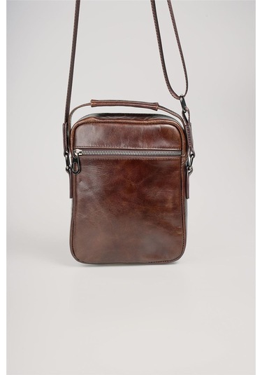 Ççs 31591 Hakiki Deri Askılı Çanta Kahve