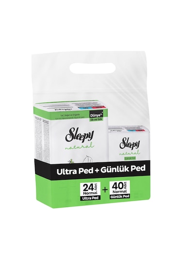 Sleepy Natural Ultra Ped Normal 24'lü + Uzun Günlük Ped 3 x 40'lı