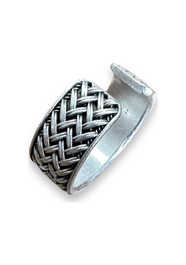 Takı Dükkanı Çapraz Örgü Motifli Ayarlanabilir Erkek Kadın Alyans Yüzük Bby11 Gümüş