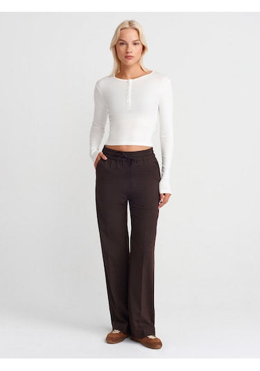 Dilvin 31442 Uzun Kollu Çıtçıt Düğmeli Top-ekru Ekru