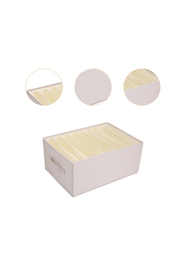 Suntek Giysi Yorgan Saklama Kutusu XL Bej 9 Izgara Bej