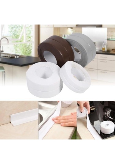 Lavabo Ve Banyo İçin Yuva Bandı, Banyo Ve Mutfak İçin Pvc Duvar Üzerinde Beyaz Kendinden Yapışkanlı Su Geçirmez Etiket 3.2m By 3.8cm