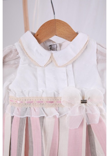 Bayramlık Düğünlük Tül Kol Detaylı Kız Bebek Çocuk Elbise 13904 001