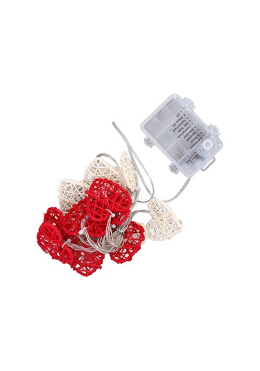 Vkemall Romantik Gönül Şekilli 14 Işıklı Rattan Işık Zinciri - Ev & Düğün Dekorasyonu - Pilli Kutu İle Beslenir Diğer