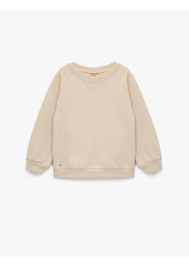 Koton Pamuklu Uzun Kollu Bisiklet Yaka Basic Sweatshirt Bej 6wmb10201tk Ekru