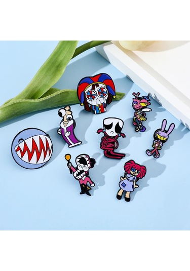 Inanılmaz Dijital Sirk Broşlar Karikatür Pomni Jax Emaye Yaka Iğneler Sirk Gold-color Altın Çok Renkli