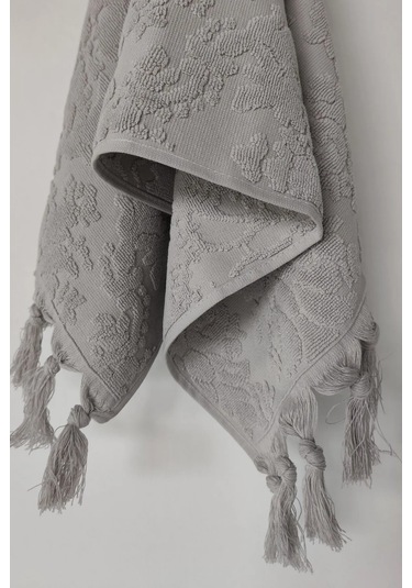Gri Renk Otantik Saçaklı El Havlusu 50x85 Cm - %100 Pamuk - Yumuşak Ve Su Emici Grı Gri