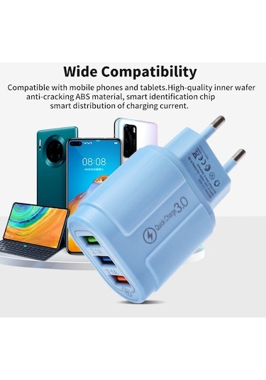 Prestigegoods Android/ios Uyumlu 3 Bağlantı Noktalı Usb3.0 Şarj Adaptörü, Avrupa/amerikan Standartlı, Renkli Cep Telefonu İçin