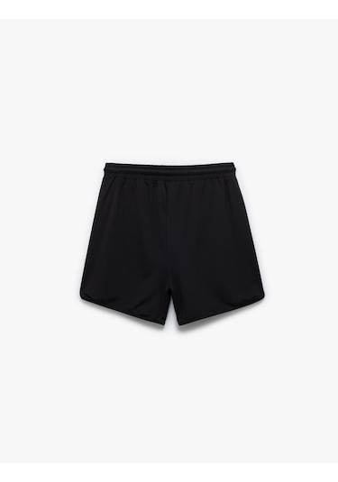 Koton Baskılı Cep Detaylı Beli Bağcıklı Spor Şort Siyah 5sam40043nk Siyah